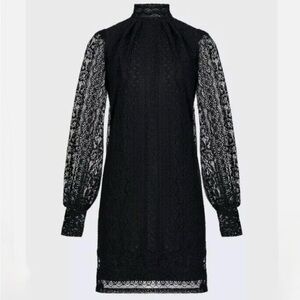 NWT Express Black Lace Mock Neck Shift Dress - M